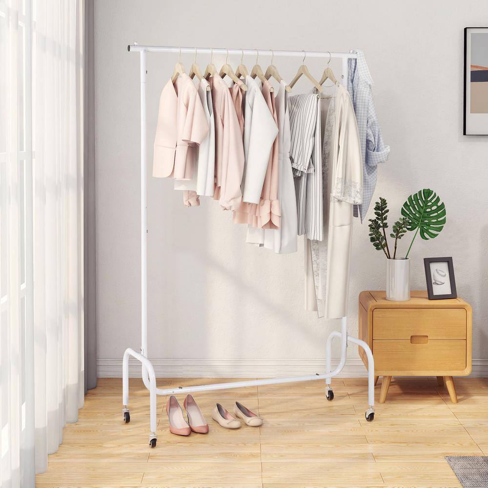 None White Metal Clothes Rack 43.5 in. W x 66.14 in. H