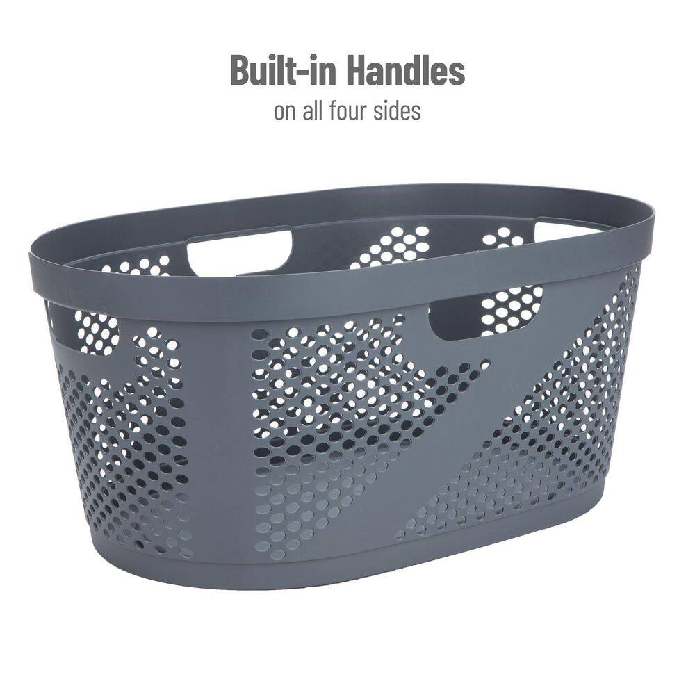 Mind Reader Basket Collection, Laundry Basket, 40 Liter (10kg/22lbs) Capacity, Cut Out Handles, Set of 2, Gray