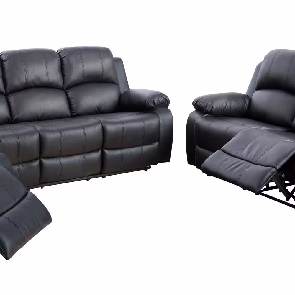 Star Home Living Black Faux Leather Recliner Chairs (Set of 3)