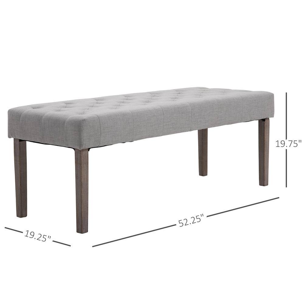 HOMCOM Blue Polyester Tufted Hallway Upholstered Bench with Wooden Legs 19.25 in. x 56 in. x 19.25 in.