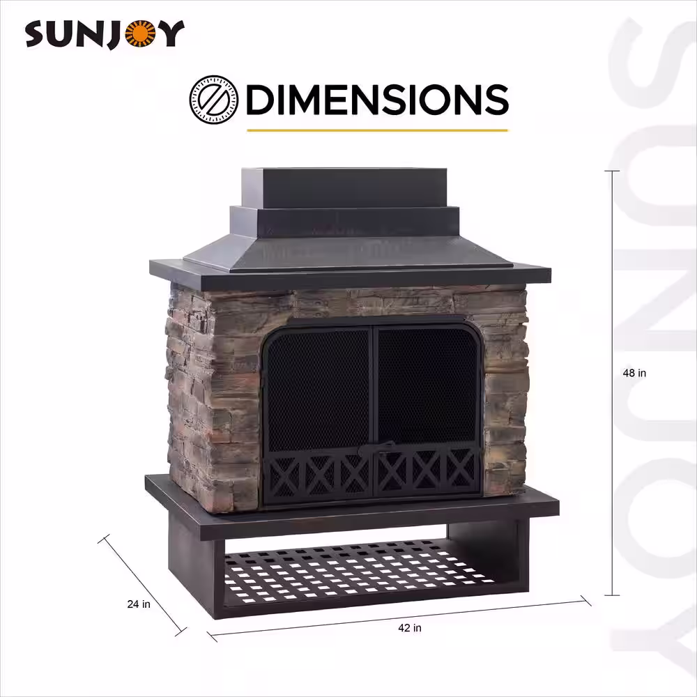 Sunjoy Electra 48.03 in. Wood Burning Fireplace