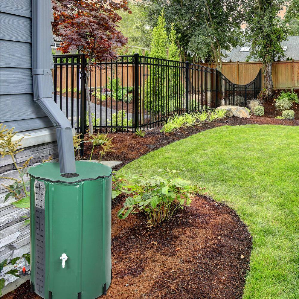 TIRAMISUBEST 100 Gal. Rain Barrel Water Collection With Scale in Green