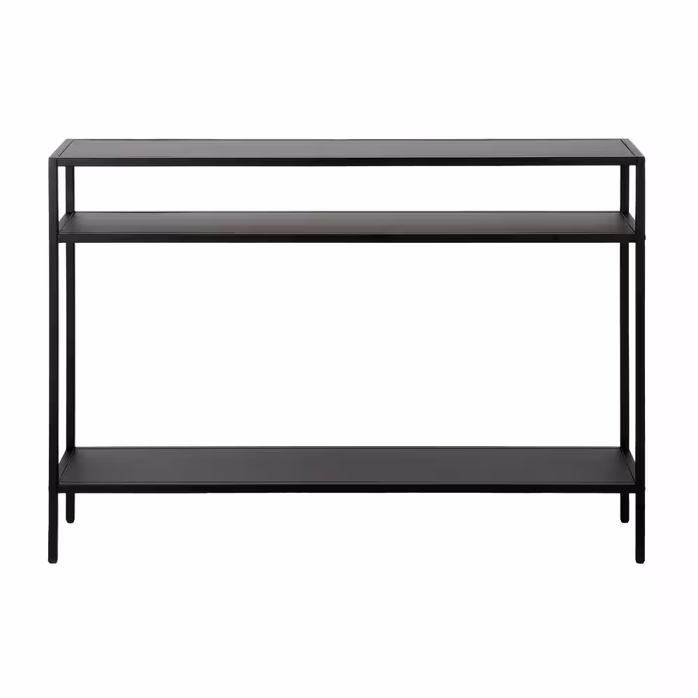 Meyer&Cross Ricardo 30 in. Blackened Bronze Console Table with Metal Shelves