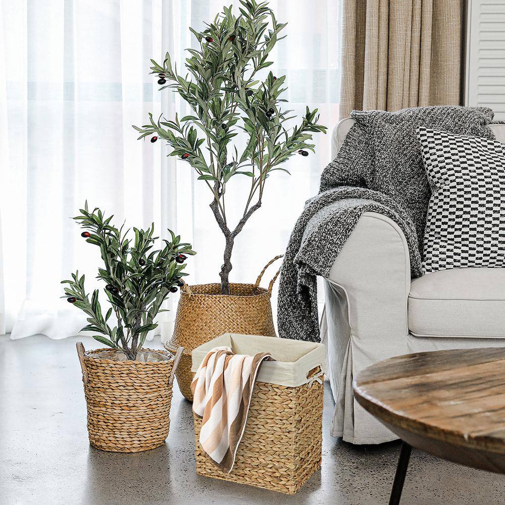 Vintiquewise Handmade Rectangular Water Hyacinth Wicker Laundry Hamper with Lid Natural, Small