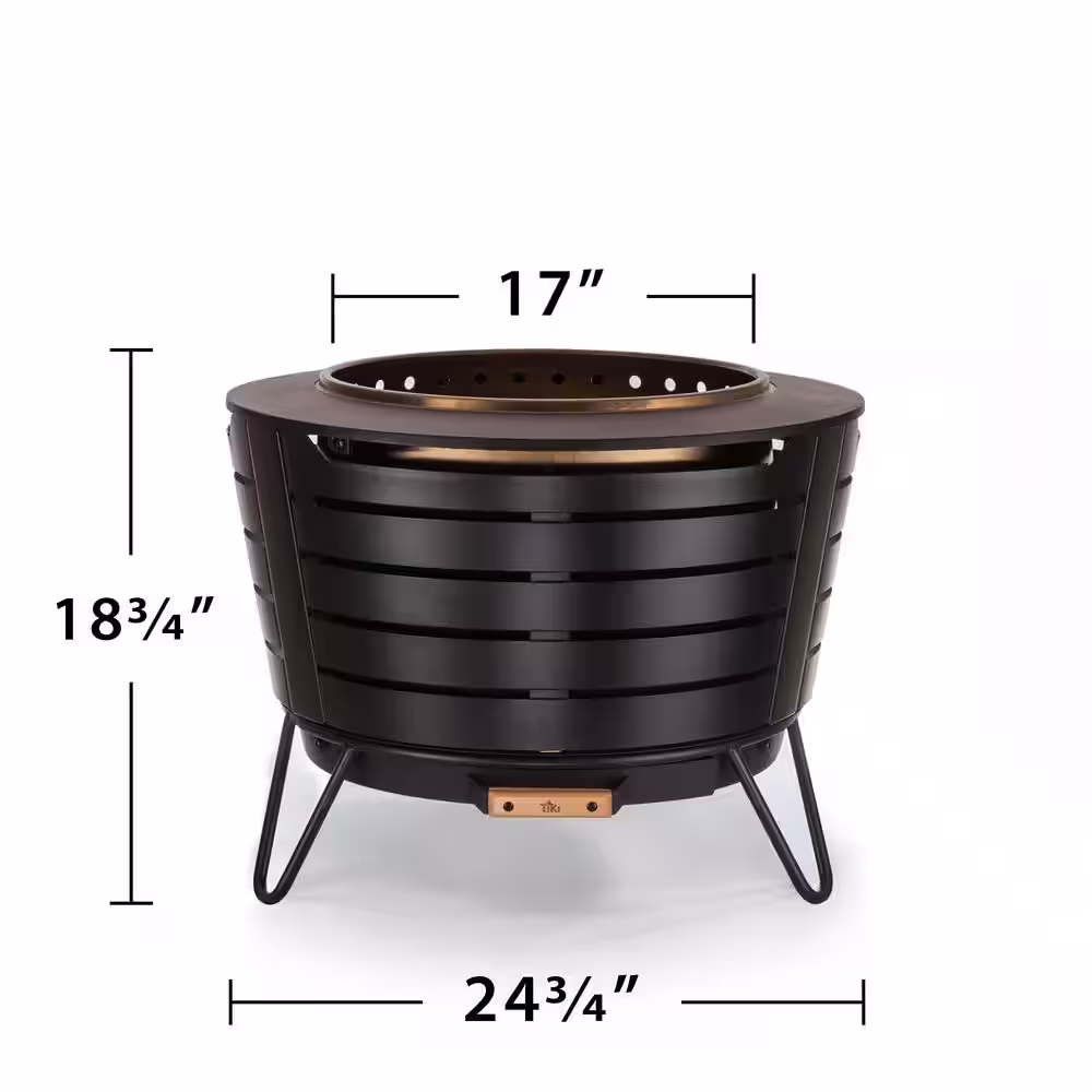 TIKI Smokeless 25 in. Patio Fire Pit Black Metal