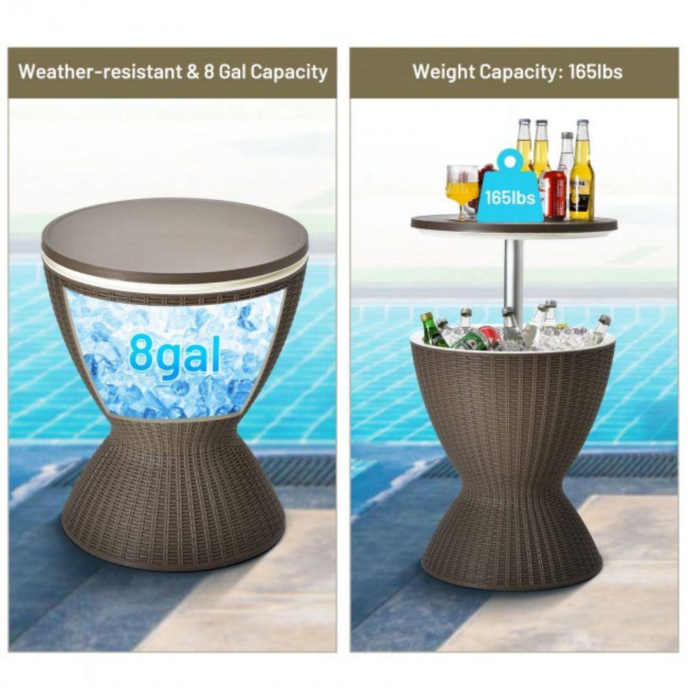 Alpulon 3-in-1 8 Gal. Patio Ice Cooler Bucket Cool Bar Side Table with Adjust Ice Bucket