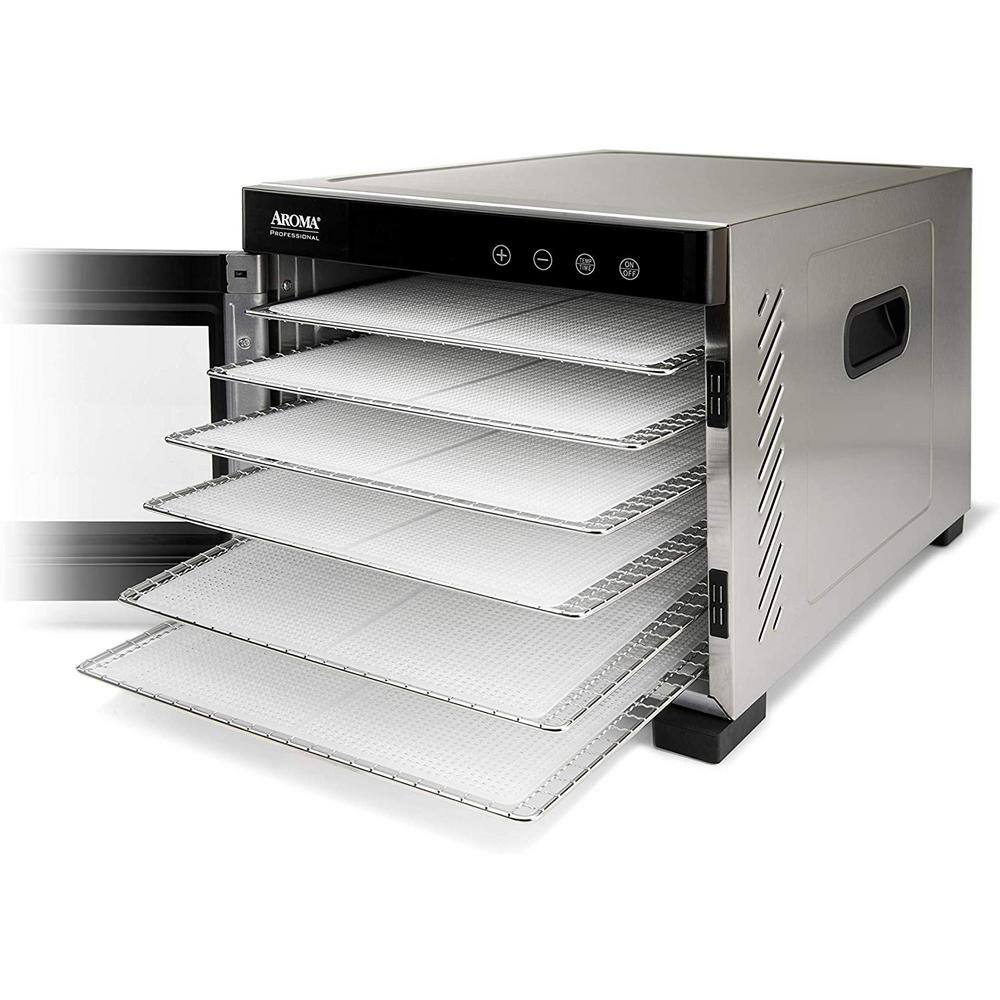 AROMA 6-Tray Black Electric Food Dehydrator with Glass Door