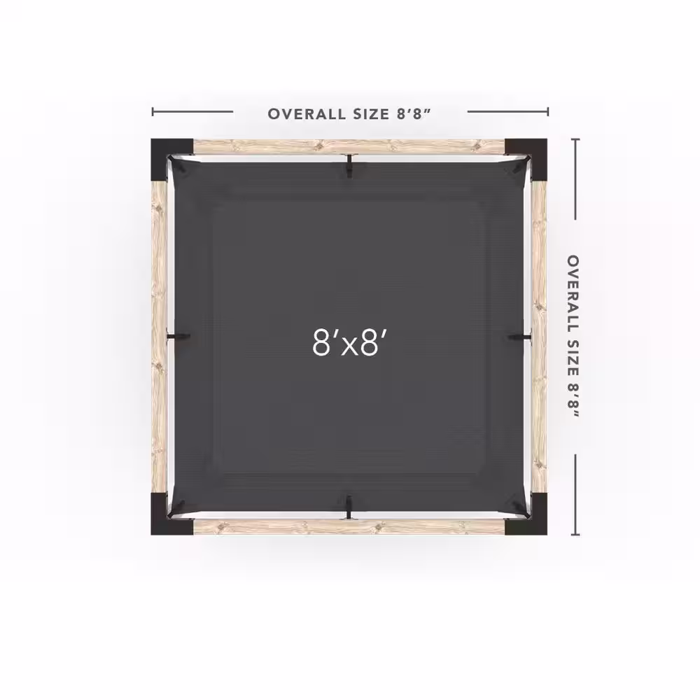 TOJA GRID 8 ft. L x 8 ft. W Hammock Pergola Kit with 2 Denim Shade Sail for 4 in. x 4 in. Wood Posts