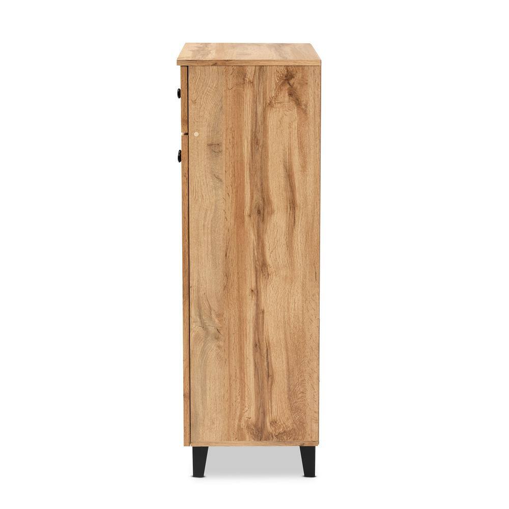 Baxton Studio Glidden Oak Brown and Dark Brown Wood 1-Drawer Shoe Cabinet