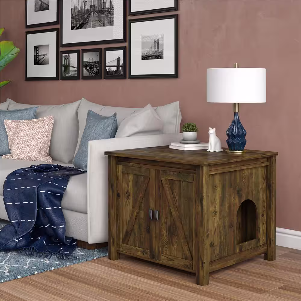 None Farmington Litter Box Enclosure, Rustic