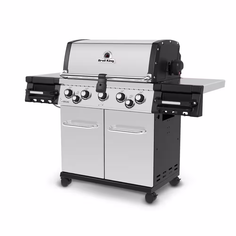 Broil King Regal S590 PRO IR 5-Burner Propane Gas Grill in Stainless Steel with Infrared Side Burner and Rear Rotisserie Burner