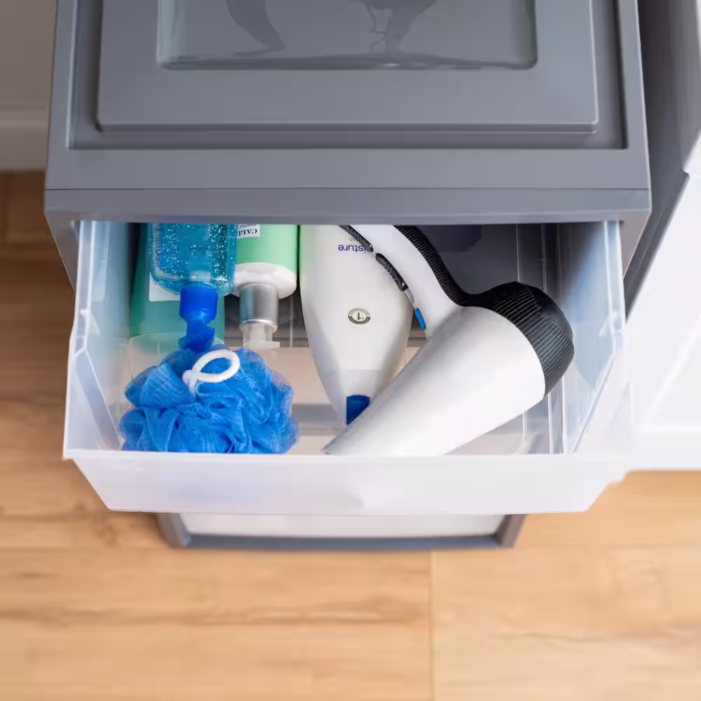 IRIS Plastic Stackable Chest Drawer in Gray (1-Drawer) (3-Pack)