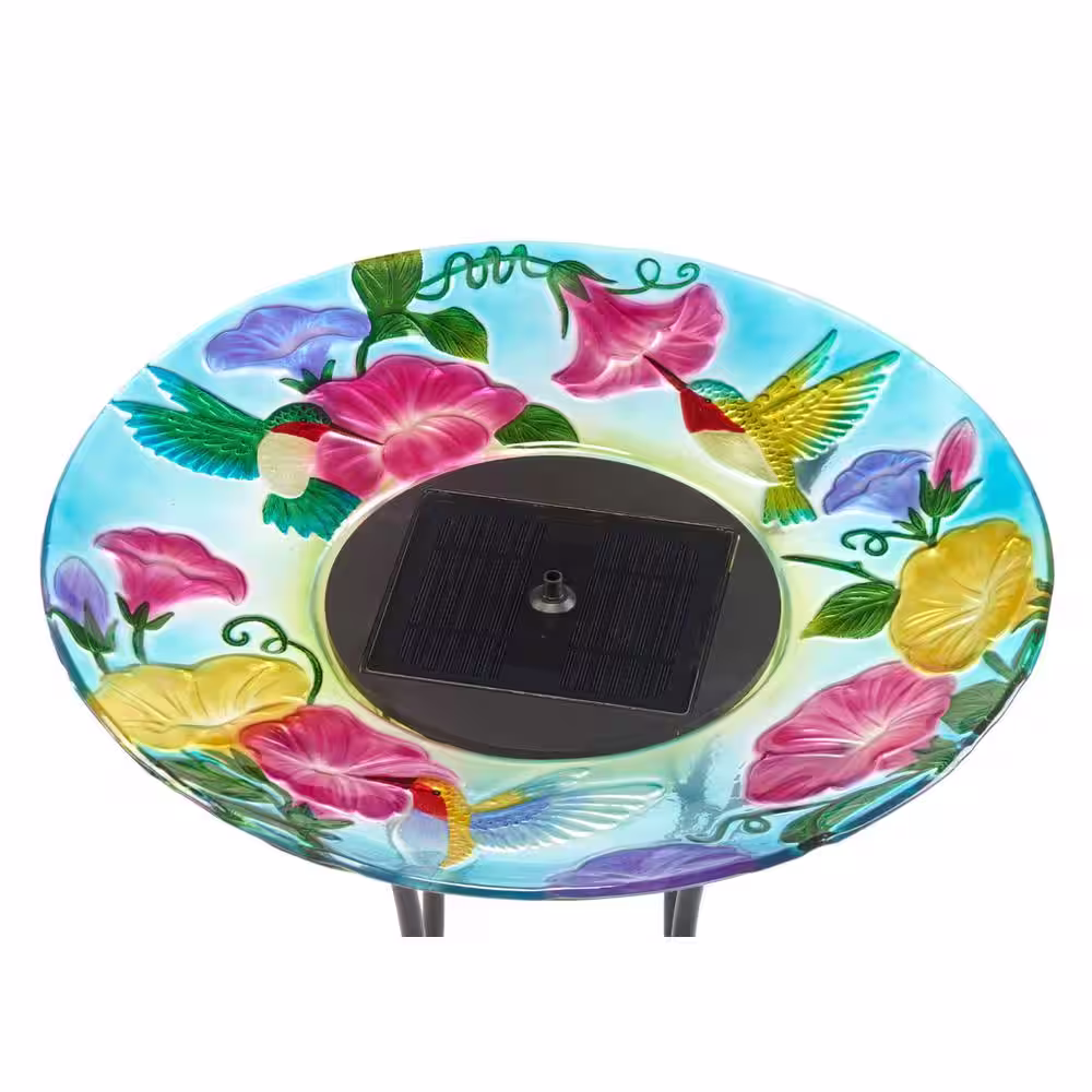 Smart Solar Hummingbird Glass Solar Birdbath