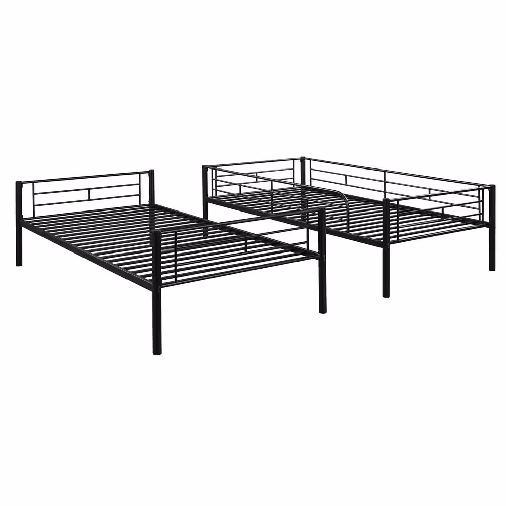 Qualler Black Mikel Twin Over Twin Metal Bunk Bed
