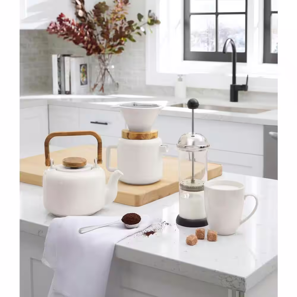 HOMESTYLES Dolly Madison White Kitchen Cart with Natural Wood Top