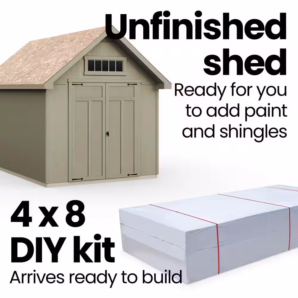Handy Home Products Professionally Installed Tribeca 8 ft. W x 12 ft. D Designer Wood Shed with Transom Window - Black Shingle (96 sq. ft.)