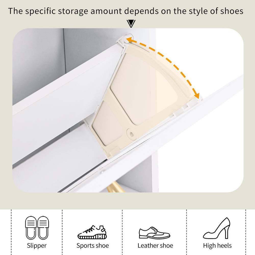 None 30.3 in. H x6.6 in. W Rattan Shoe Cabinet with 2 Flip Drawers,White