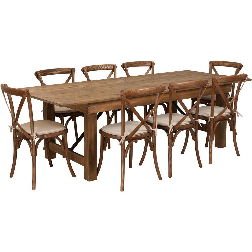 Carnegy Avenue 9-Piece Antique Rustic Farm Table Set