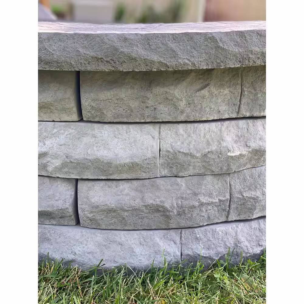 Nantucket Pavers Ledgestone 47 in. x 18 in. Round Concrete Wood Fuel Fire Pit Ring Kit Gray