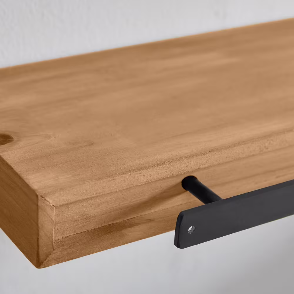 StyleWell Modern Wood Floating Wall Shelves (Set of 2) (26 in. W x 2 in. H) (20 in. W x 2 in. H)