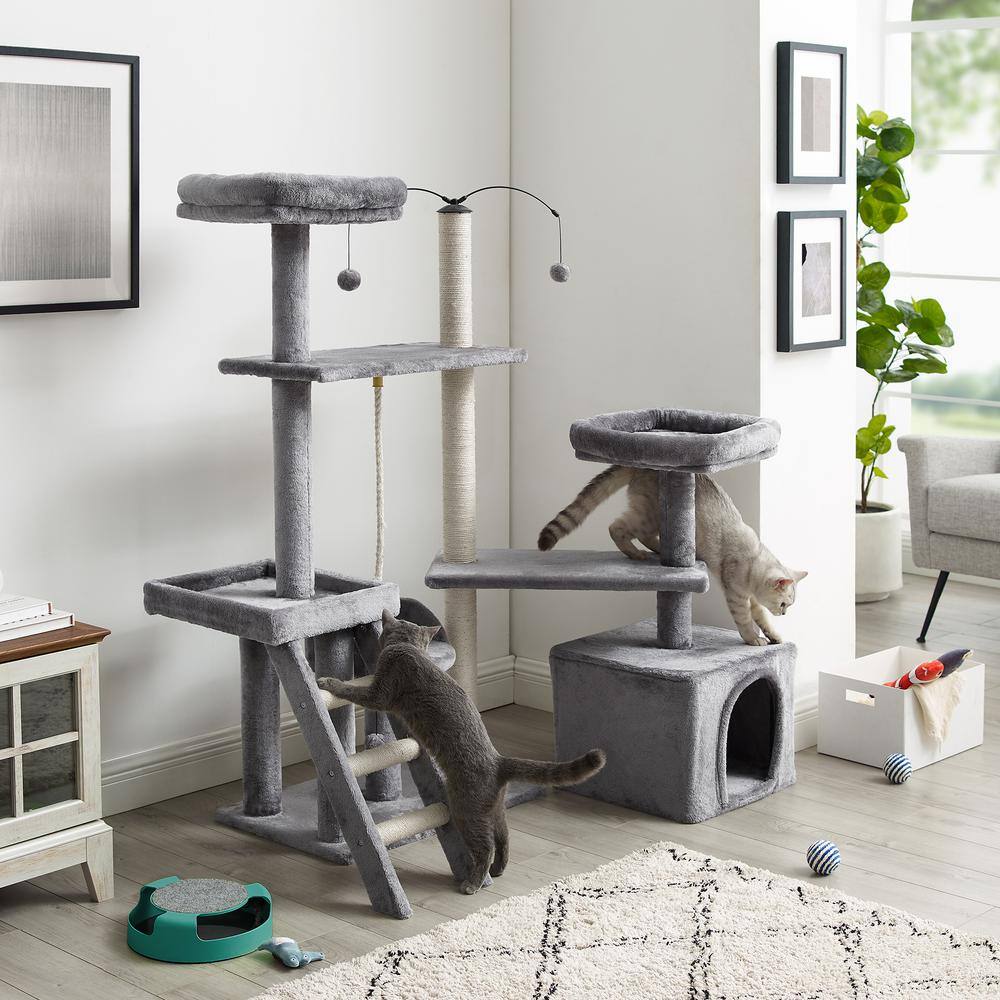 Sam's Pets Longshot 53.5 in. Gray Cat Tree