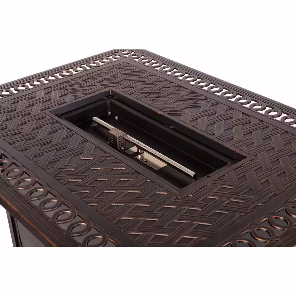 Fire Sense Meerin 48 in. x 24 in. Rectangle Aluminum LPG Fire Pit Table in Antique Bronze