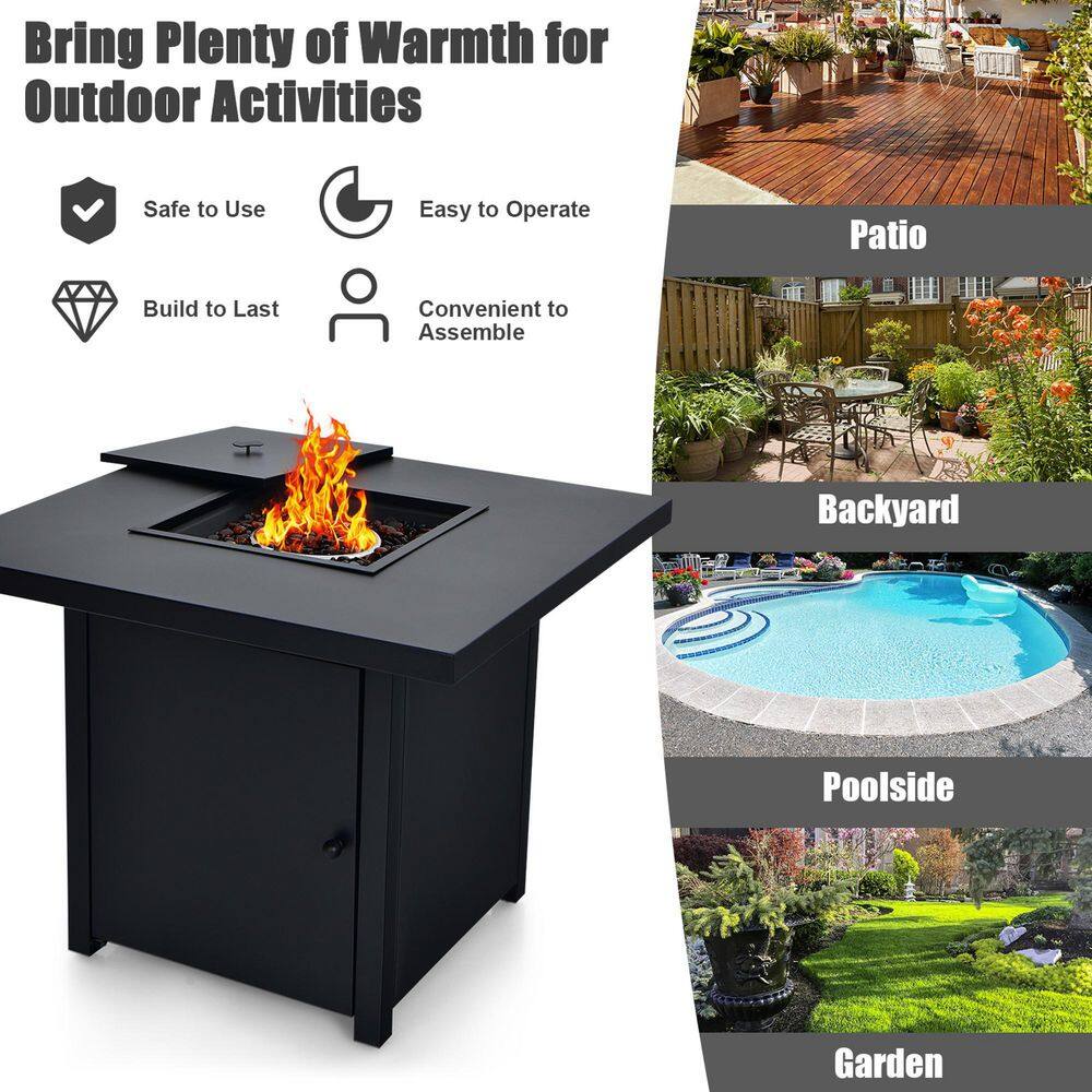 Gymax 32 in. Metal Patio Fire Pit Table Propane Heater 40,000 BTU with CSA Certification