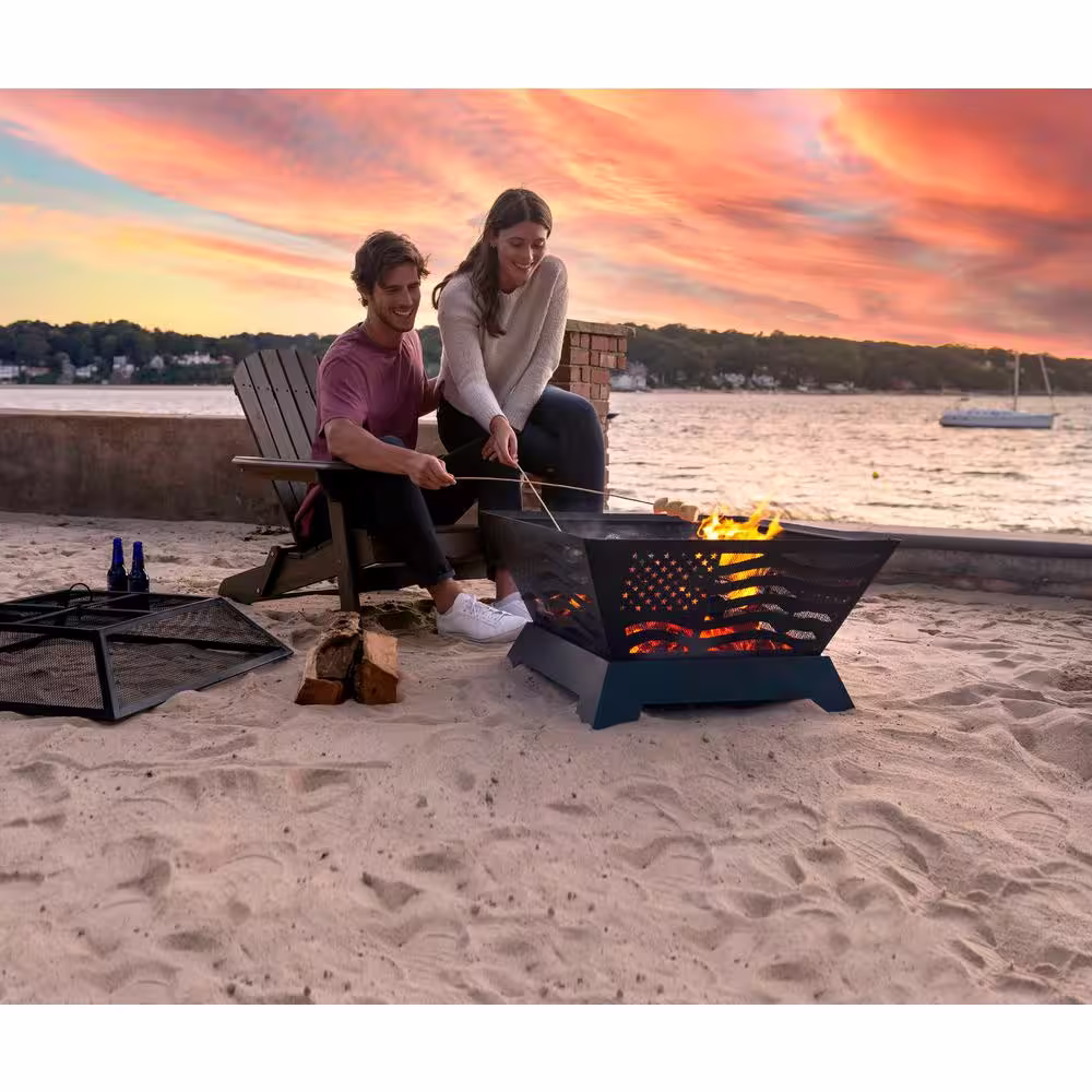 Endless Summer 28 in. D Steel Patriot American Flag Wood Burning Fire Pit