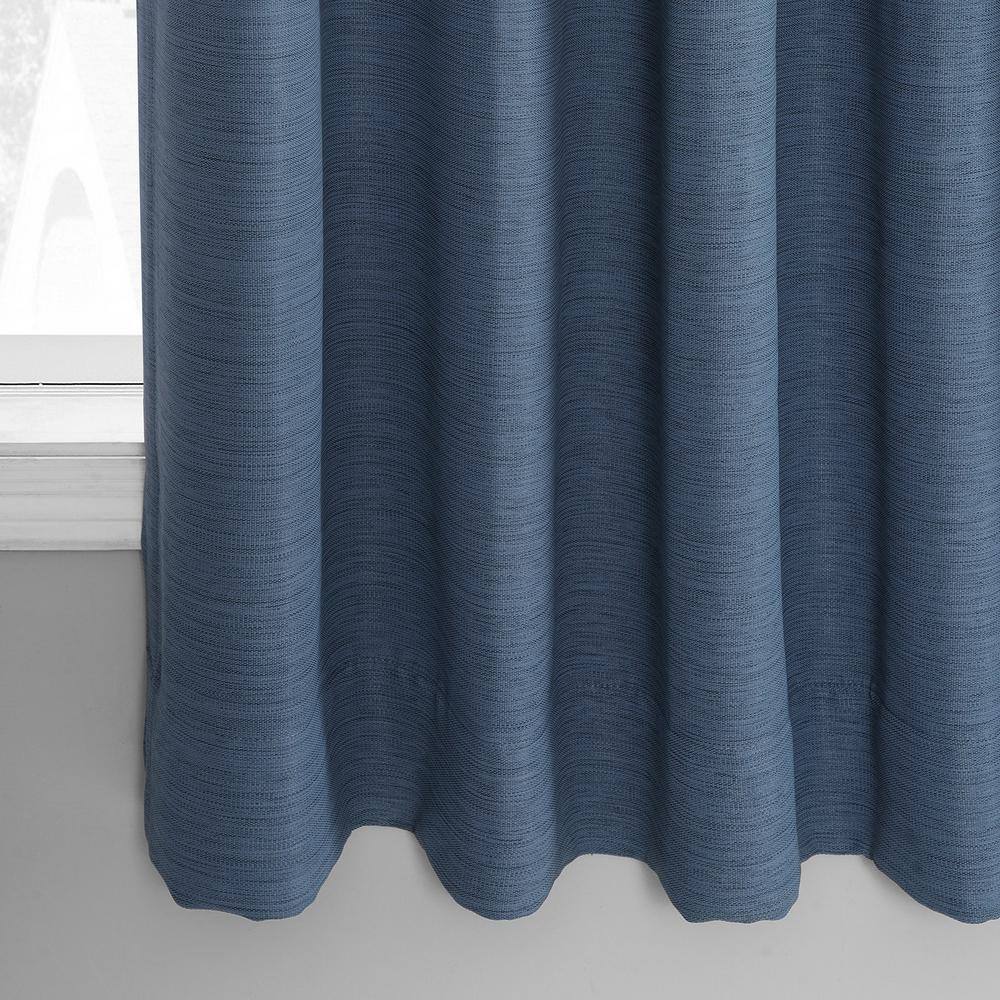 Exclusive Fabrics & Furnishings Wild Blue Textured Bellino Room Darkening Curtain - 50 in. W x 63 in. L Rod Pocket with Back Tab Single Curtain Panel
