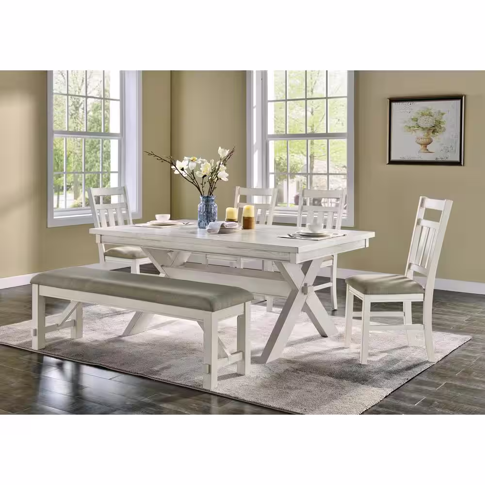 Powell Company Krause Smokey White with Ash Veneer 6-Piece Dining Set
