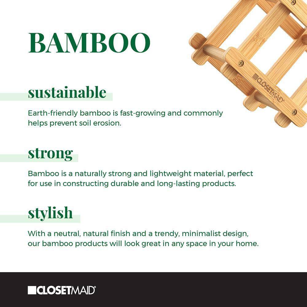 ClosetMaid 23.6 in. W Bamboo Wall-Mounted Wood Shelving with Hooks