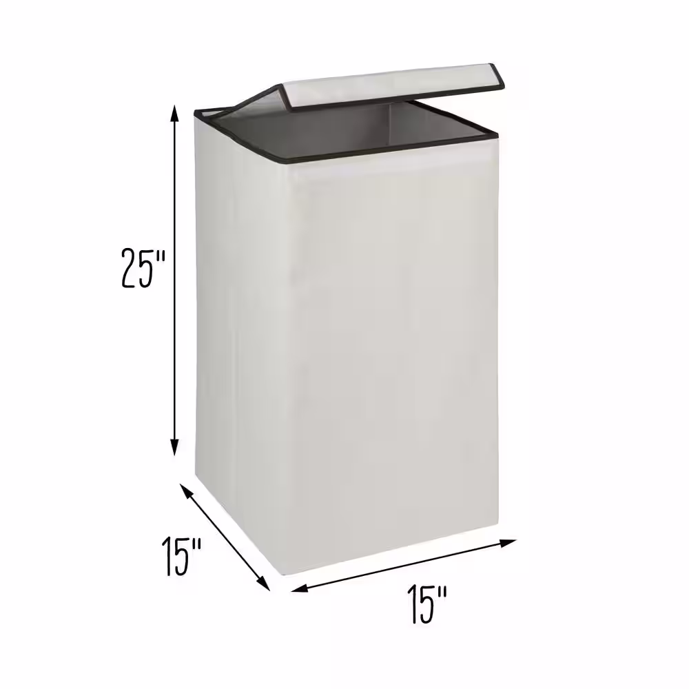 Honey-Can-Do Natural Collapsible Polyester Square Laundry Hamper with Lid