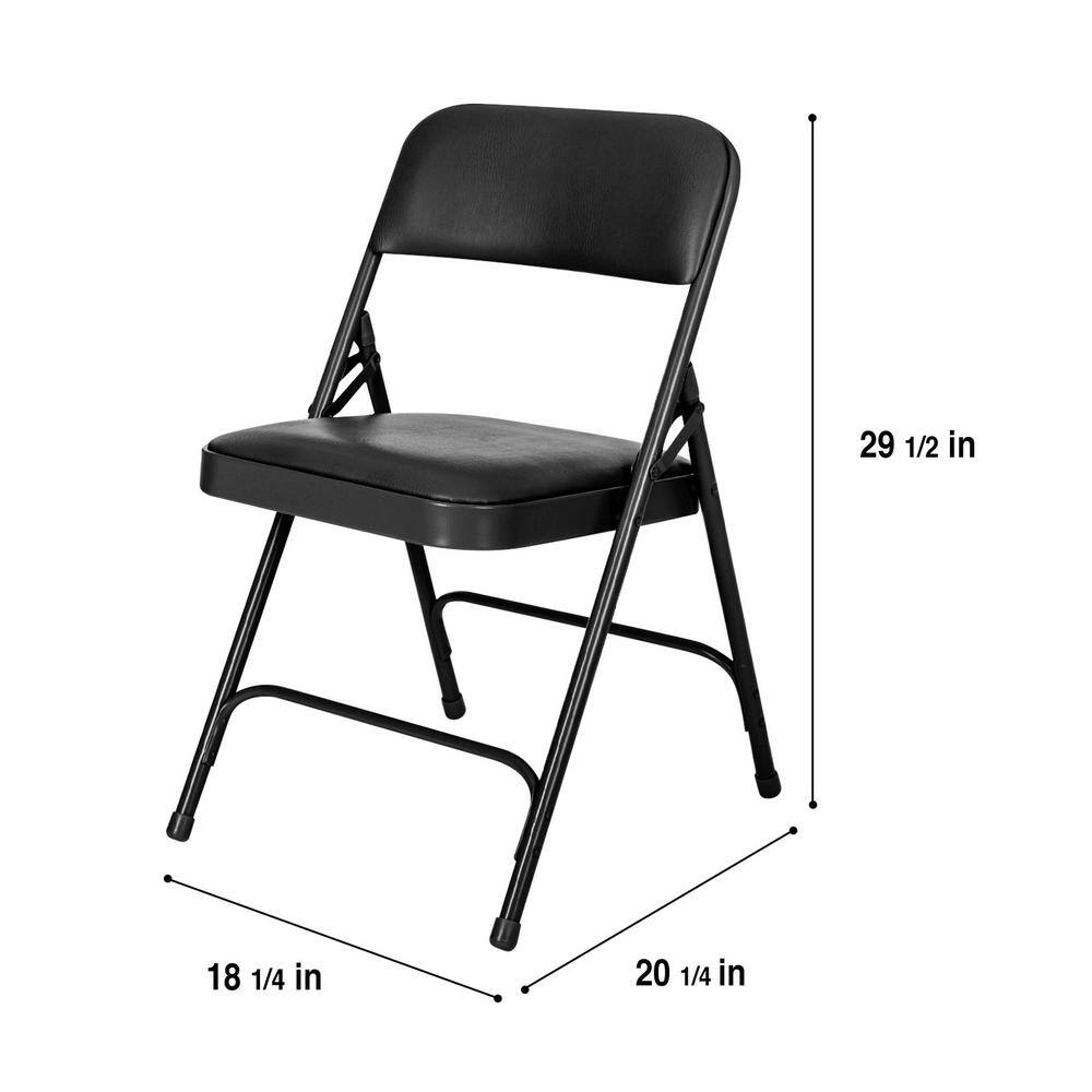 None Bernadine Dining Folding Chair with Vinyl Seat, Black, Pack of 4
