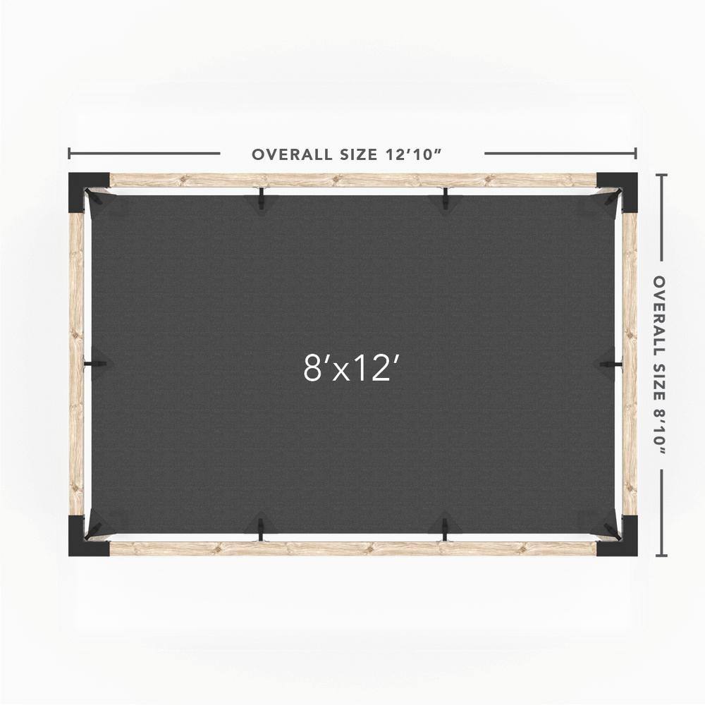 TOJA GRID 8 ft. L x 12 ft. W Pergola Kit with Crimson Shade Sail, 4x4 Wood