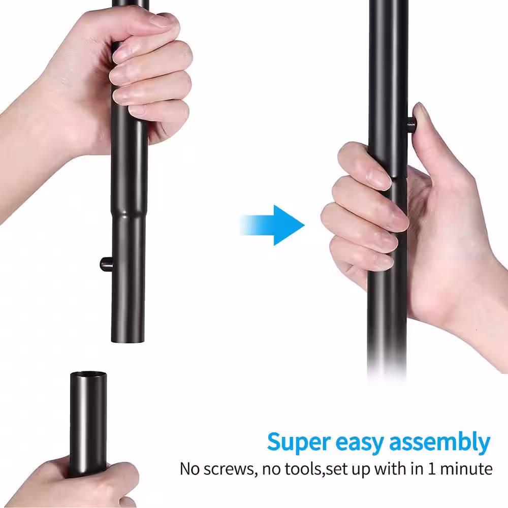 None Black Metal Extendable Garment Clothes Rack 30.5 in. W x 65 in. H