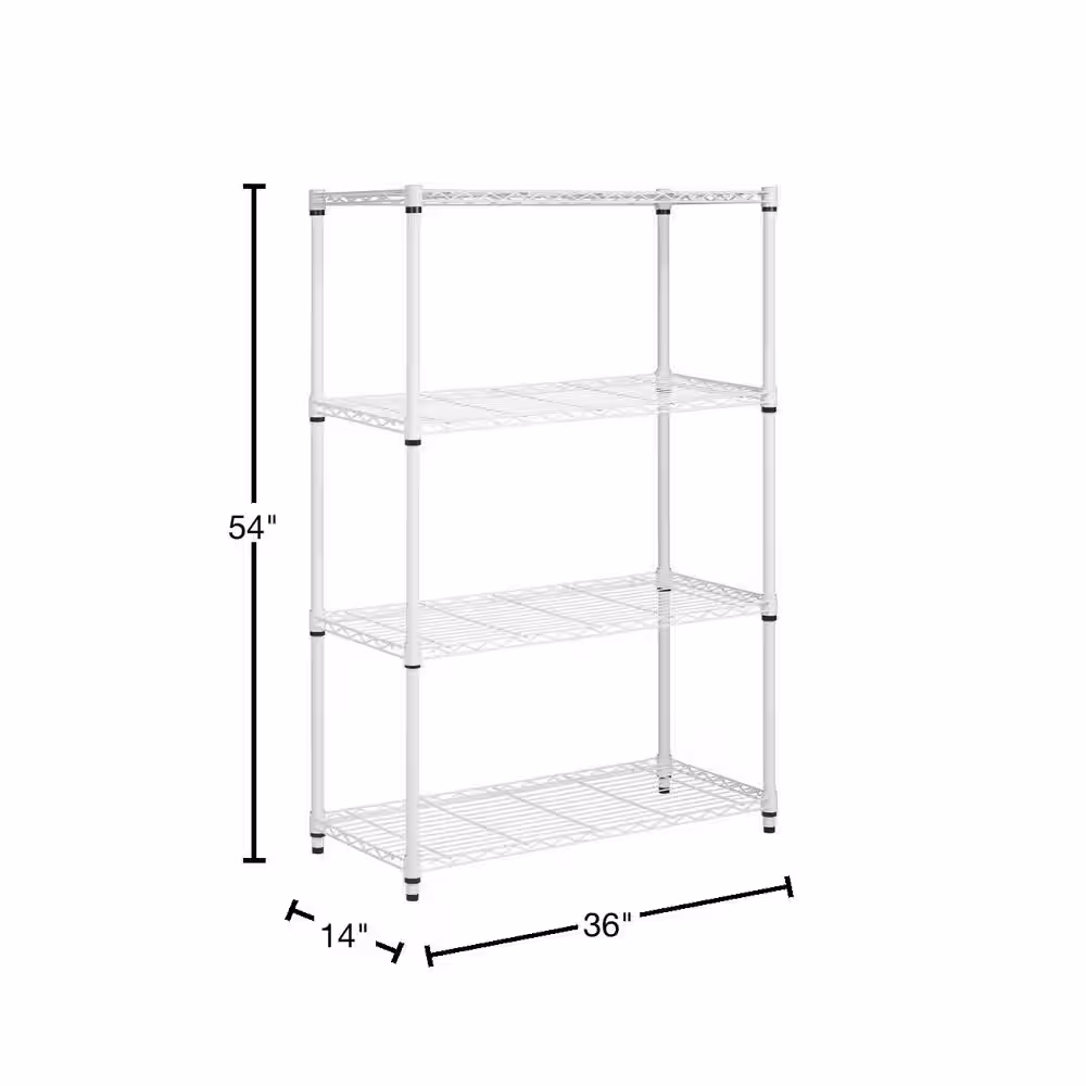 Honey-Can-Do White 4-Tier Heavy Duty Adjustable Steel Garage Storage Shelving (36 in. W x 54 in. x 14 in. D)