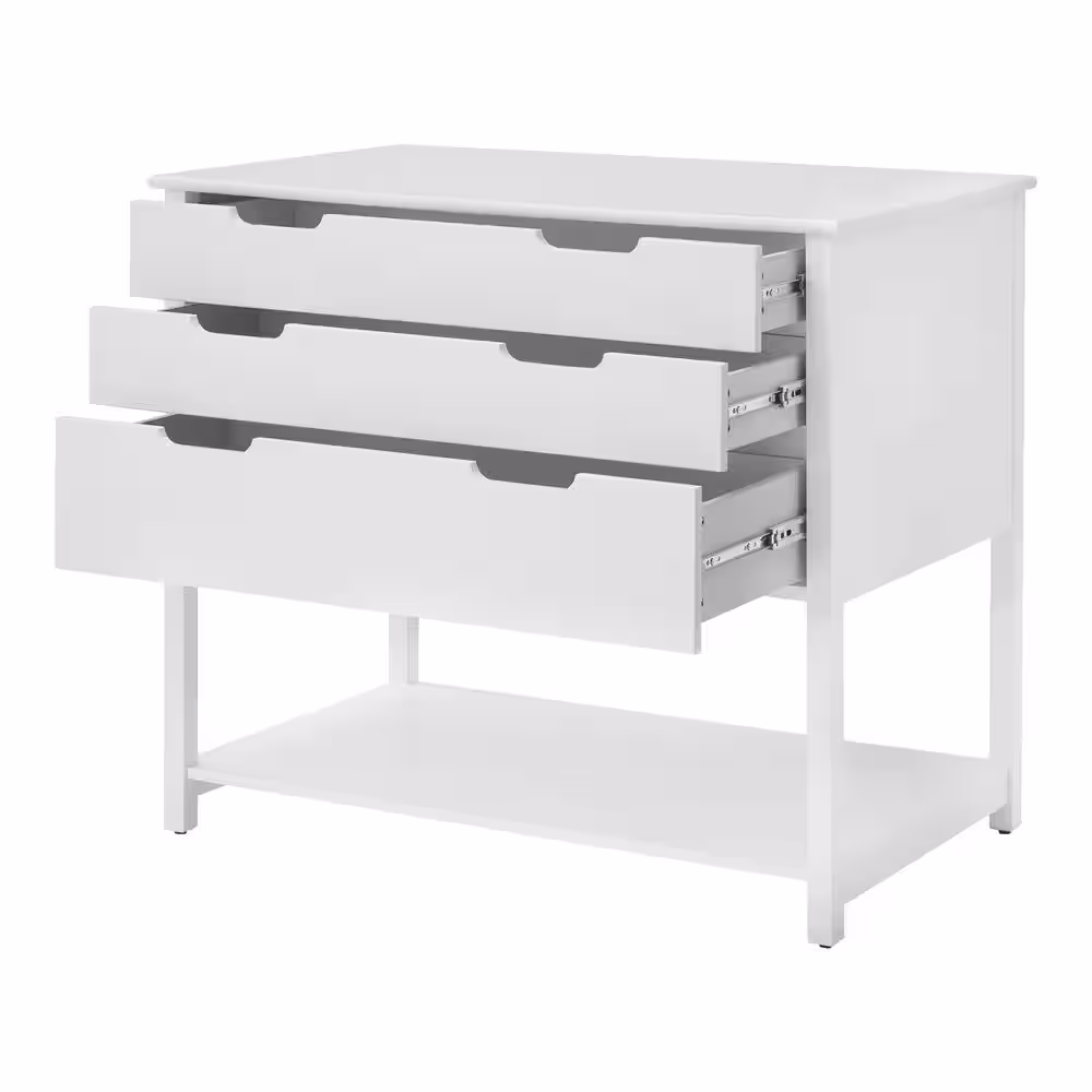 StyleWell Craft 42 in. White 3-Drawers Table with Shelf