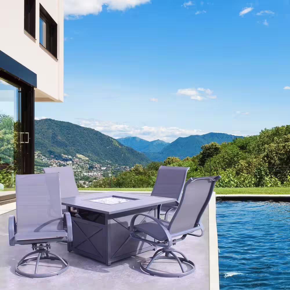 Courtyard Casual Santa Fe Square Aluminum Outdoor Fire Pit Table