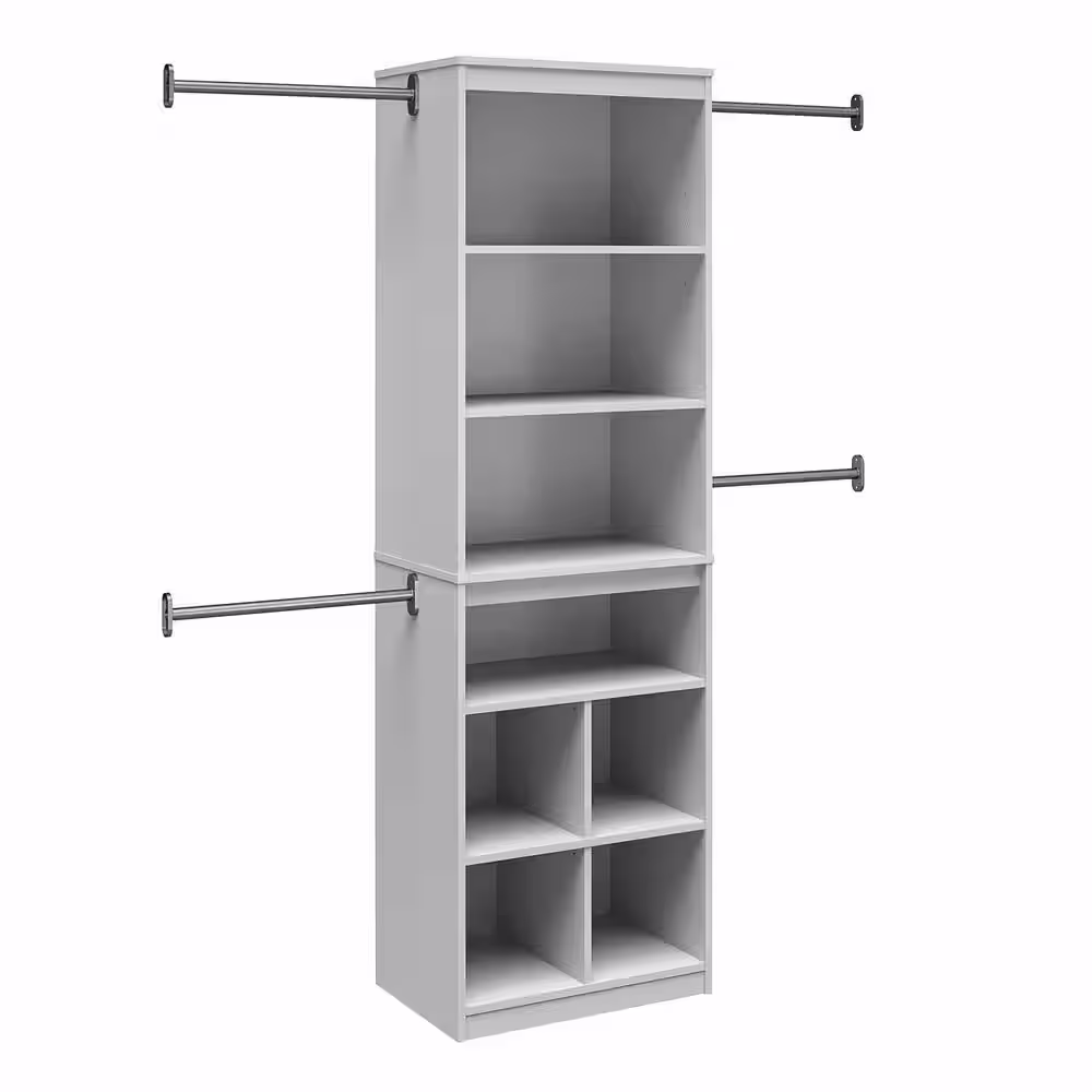 None 68.69 in.- 95.4 in. White Wall Mount Adjustable Closet System with 4 Clothing Rods