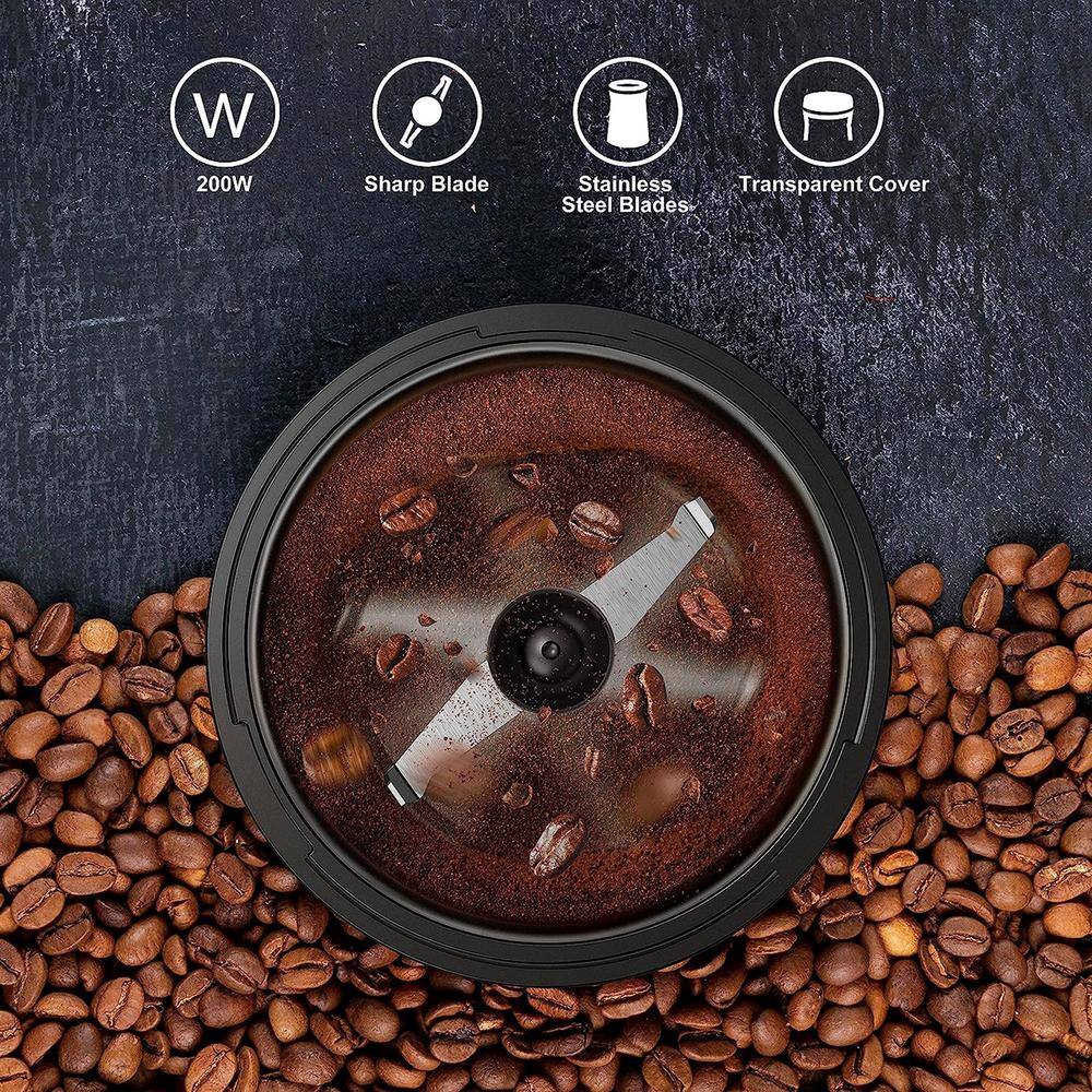 None 1.7 oz. Silver Stainless Steel Blade Electric Coffee Grinder in Silver