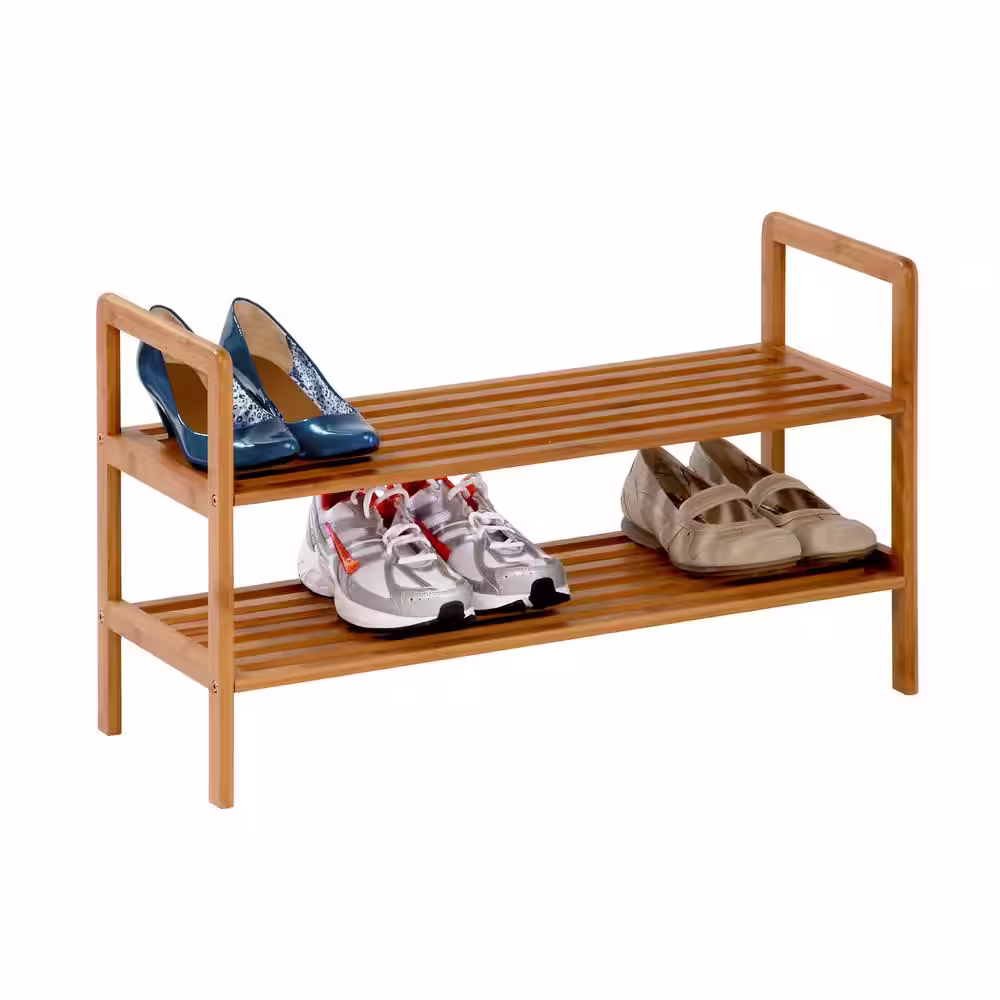 None 15.87 H 8-Pair 1-Tier Brown Bamboo Shoe Rack