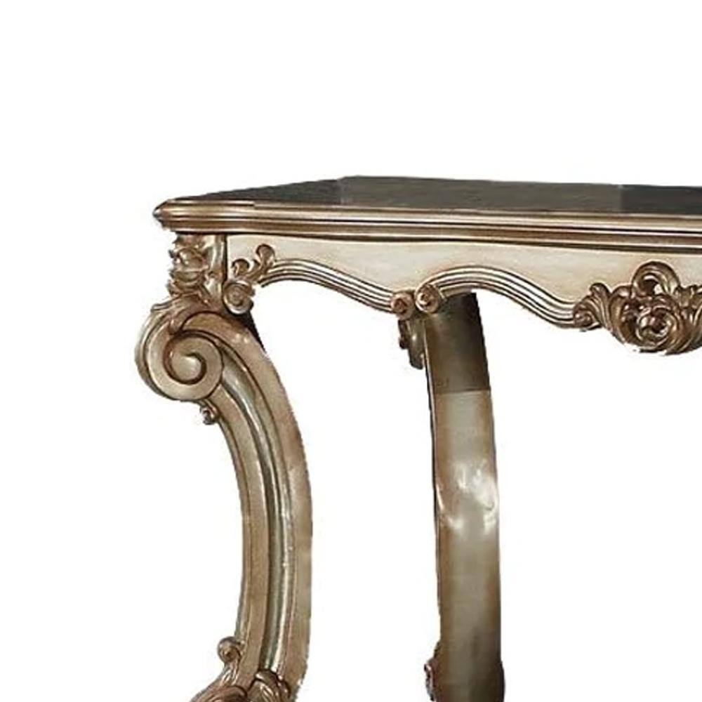 Acme Furniture Vendome 58 in. Gold Patina Standard Rectangle Wood Console Table with Shelves