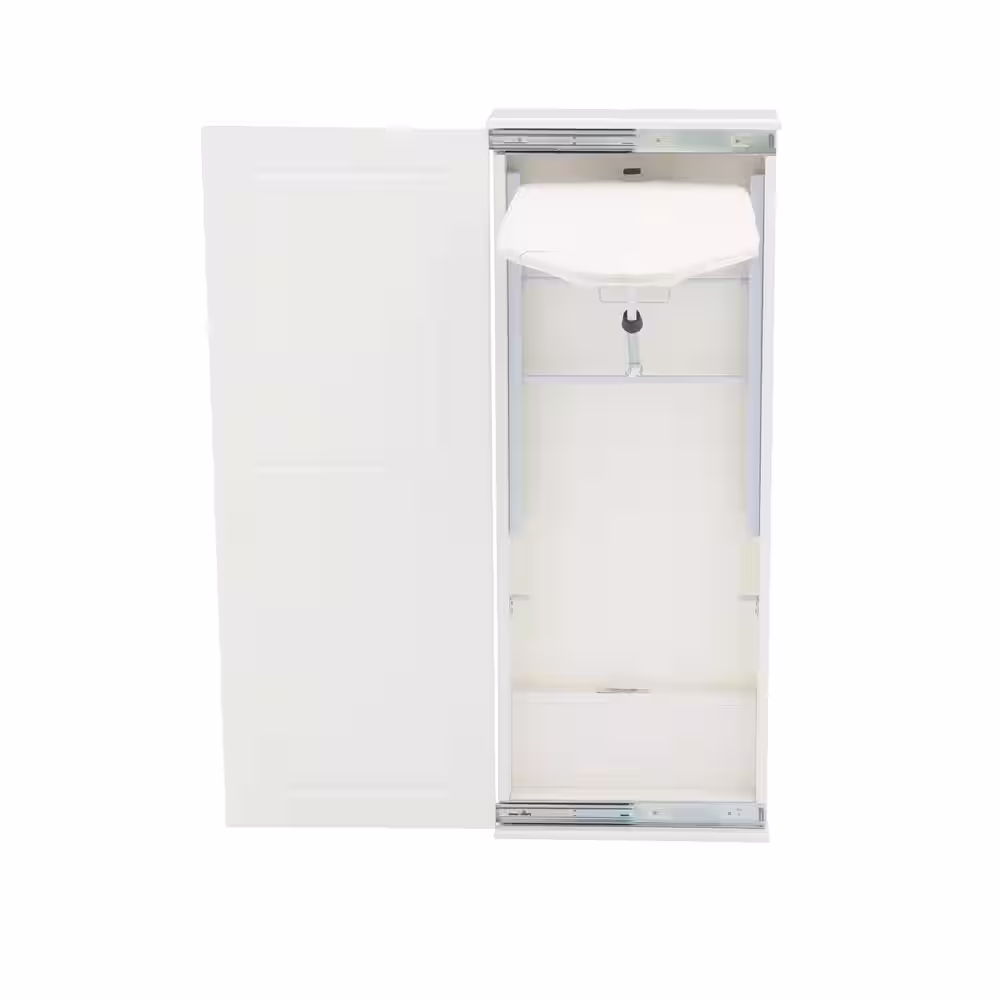 HOUSEHOLD ESSENTIALS Floor Standing Wall Mount Wheelchair Accessible Ironing Board in White with One Piece Natural Cover