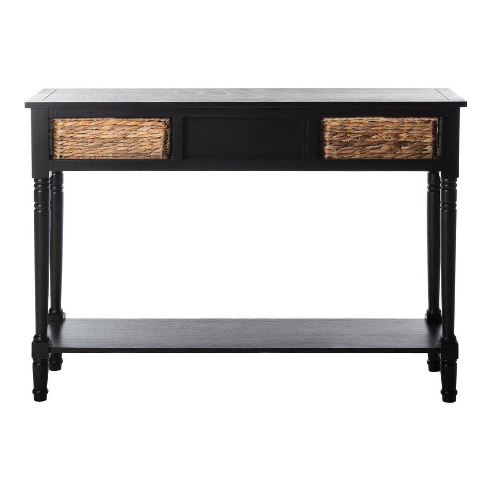 SAFAVIEH Christa 45 in. 3-Drawer Rustic Black Wood Console Table