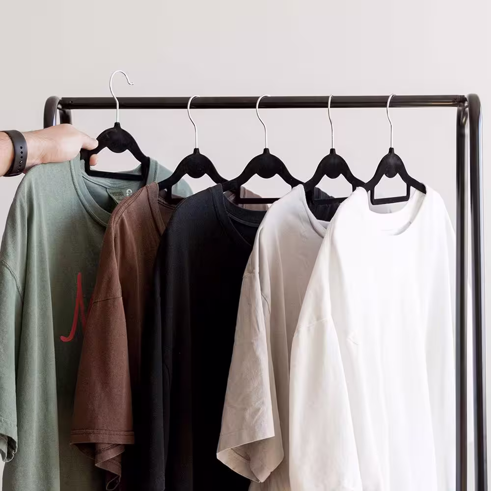 None Black Metal Garment Clothes Rack 25 in. W x 59 in. H