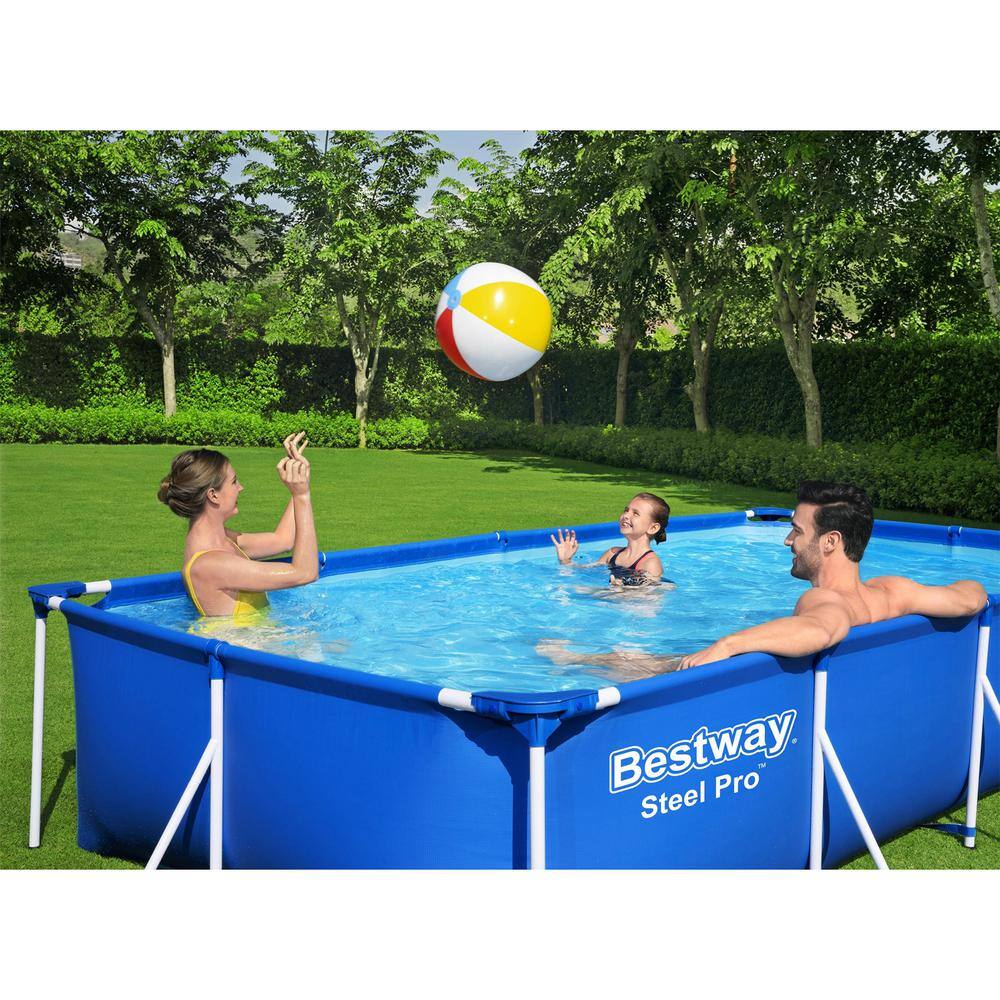 Bestway Pro 13 ft. x 7 ft. Rectangular 32 in. Deep Metal Frame Above Ground Swimming Pool