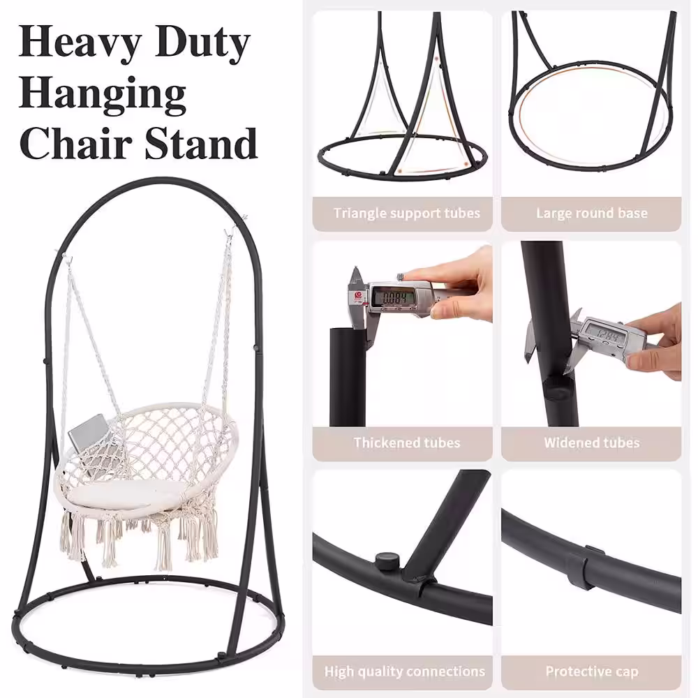 None 6.1 ft. Hammock Chair with Stand Included, Heavy-Duty Hanging Chair w/Stand, 330 lbs. Capacity, Patent Pending, in Beige