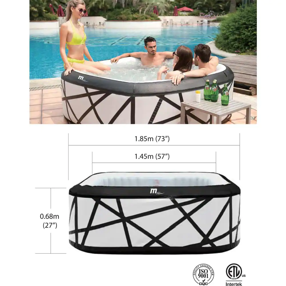 M SPA Premium Series SOHO 6-Person 132 Air Bubble Massage Inflatable SQUARE Hot Tub Integrated ONE Unit Child Safety Lock