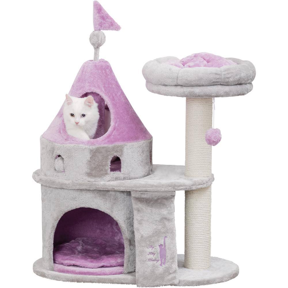 TRIXIE My Kitty Darling Castle Condo, Scratching Post, Cat Tree, Cat Furniture, Cat Toy, Removable Cushion