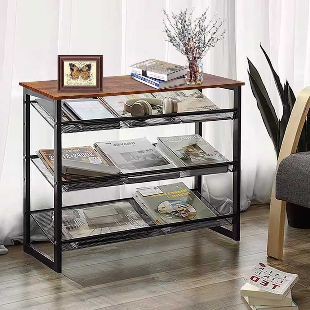 None 28 in. H 9-Pair Black Metal 4-Tiers Shoe Rack